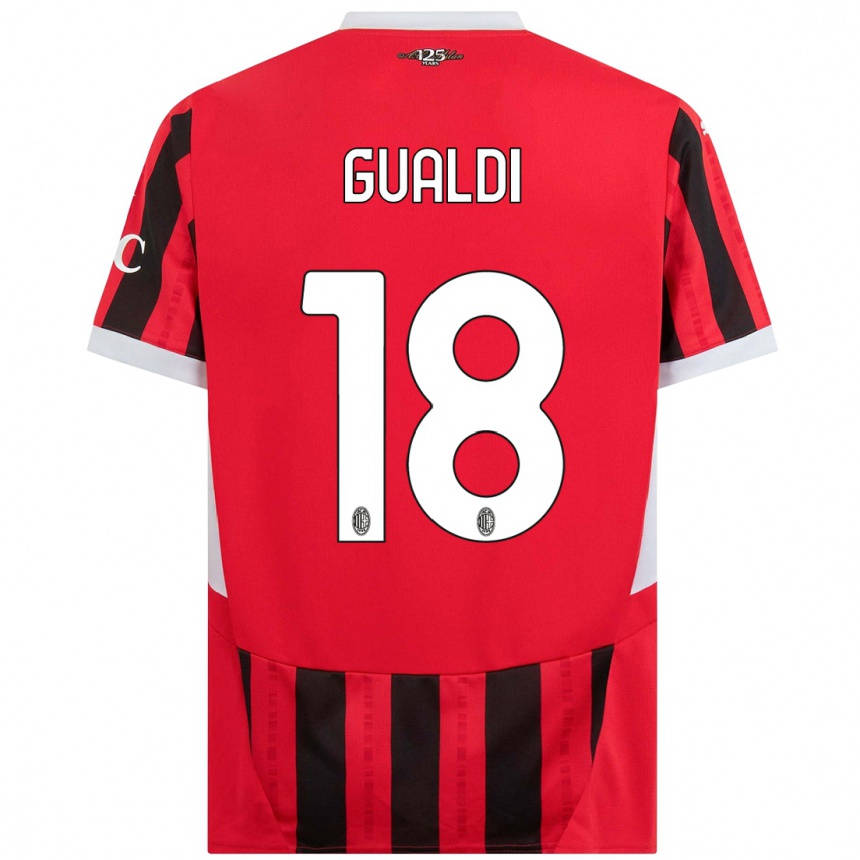 Gyermek Labdarúgás Andrea Gualdi #18 Piros Fekete Hazai Jersey 2024/25 Mez Póló Ing