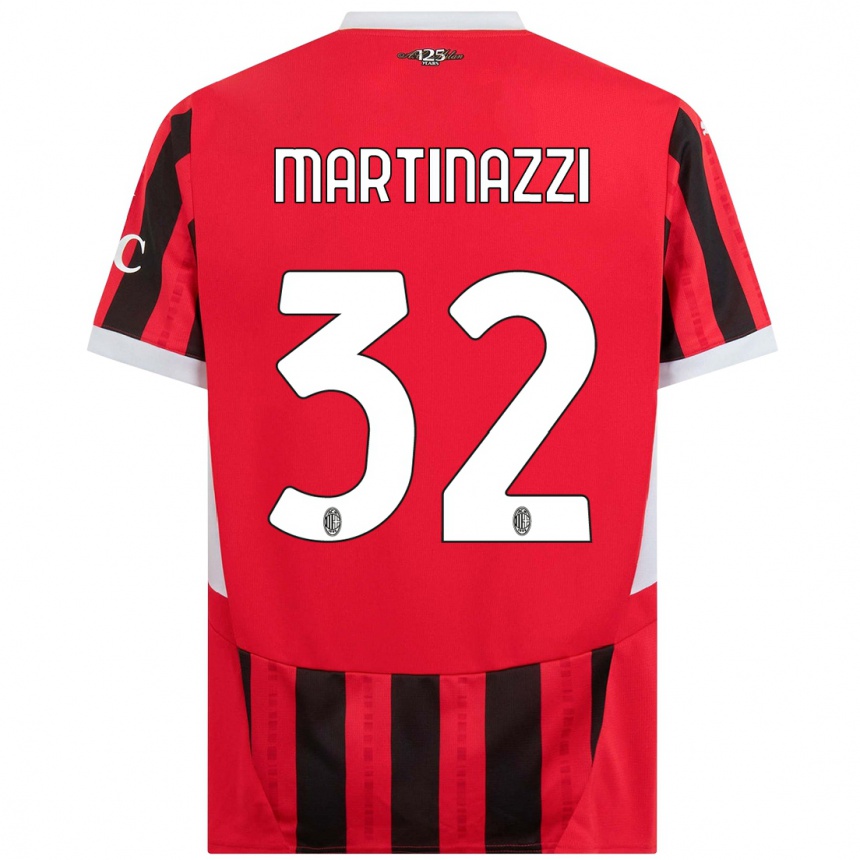 Gyermek Labdarúgás Luca Martinazzi #32 Piros Fekete Hazai Jersey 2024/25 Mez Póló Ing