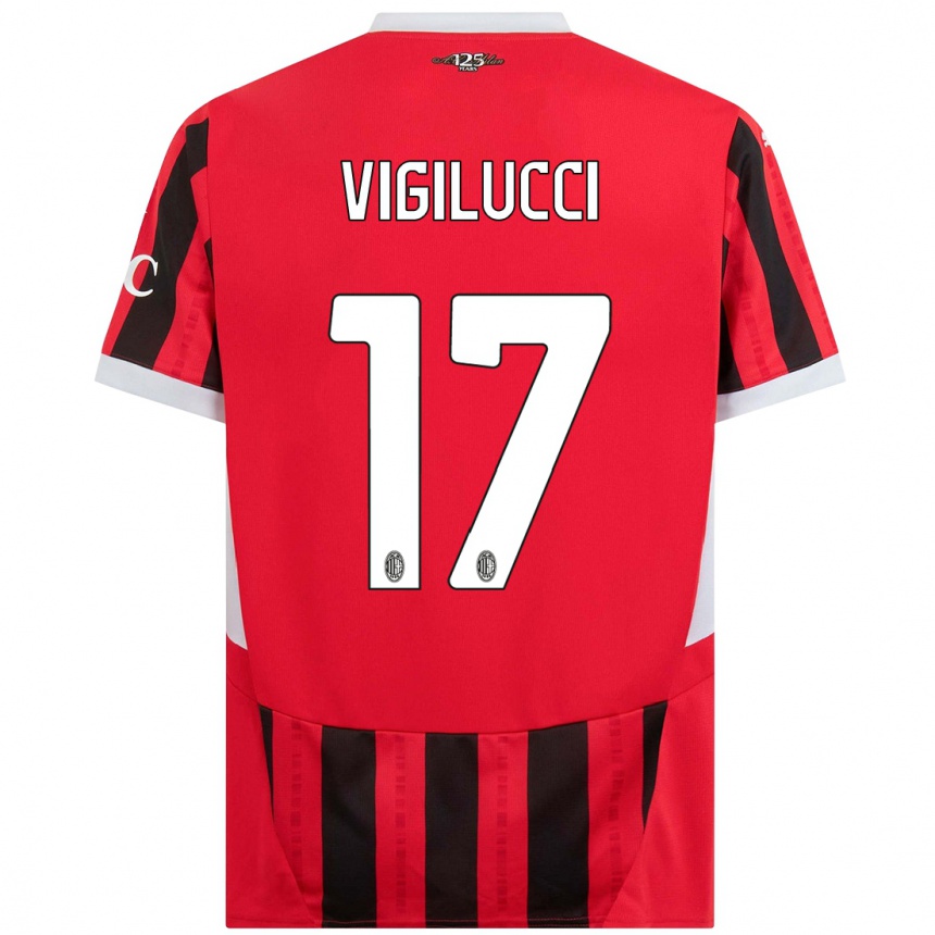 Gyermek Labdarúgás Valery Vigilucci #17 Piros Fekete Hazai Jersey 2024/25 Mez Póló Ing