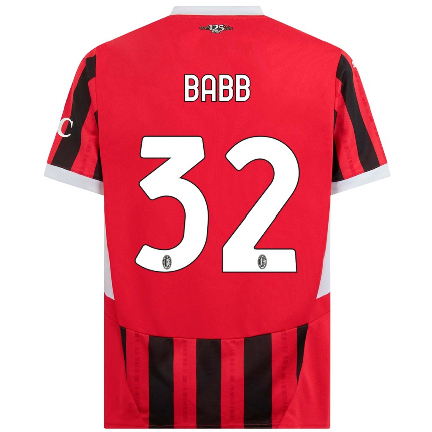 Gyermek Labdarúgás Selena Delia Babb #32 Piros Fekete Hazai Jersey 2024/25 Mez Póló Ing