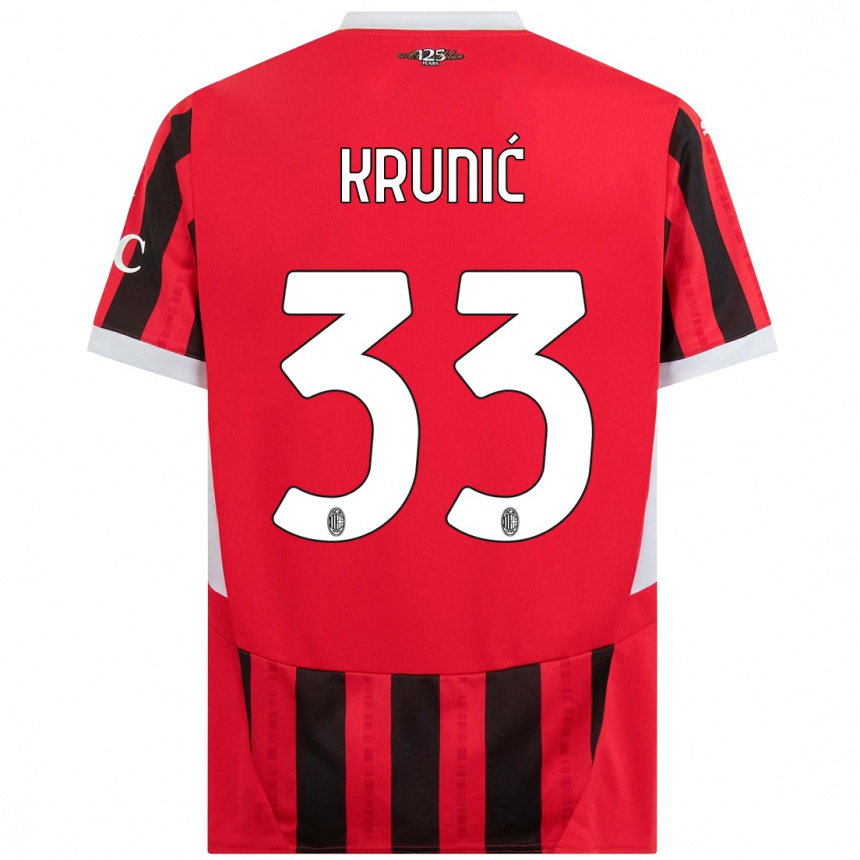 Gyermek Labdarúgás Rade Krunic #33 Piros Fekete Hazai Jersey 2024/25 Mez Póló Ing