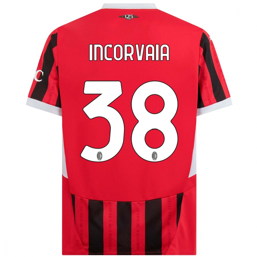 Gyermek Labdarúgás Giovanni Incorvaia #38 Piros Fekete Hazai Jersey 2024/25 Mez Póló Ing