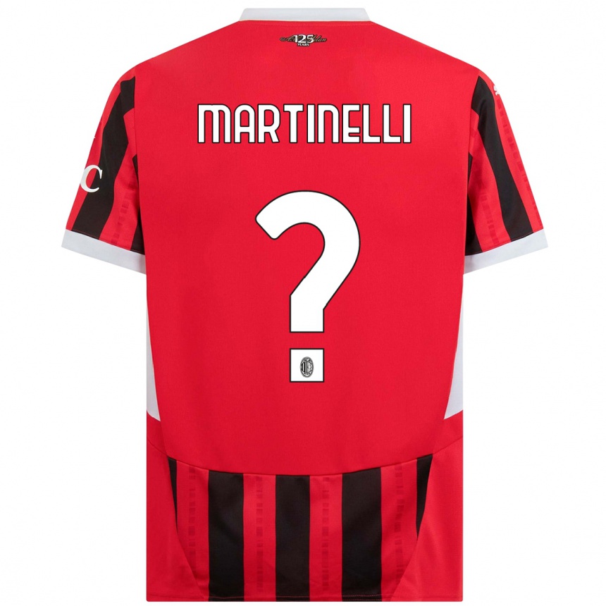 Gyermek Labdarúgás Riccardo Martinelli #0 Piros Fekete Hazai Jersey 2024/25 Mez Póló Ing