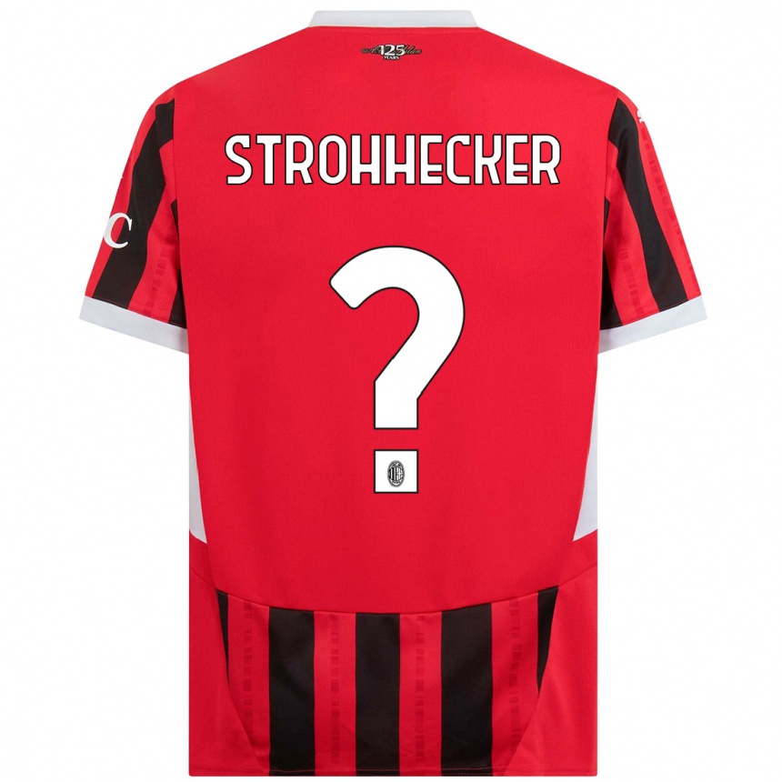 Gyermek Labdarúgás Riccardo Strohhecker #0 Piros Fekete Hazai Jersey 2024/25 Mez Póló Ing