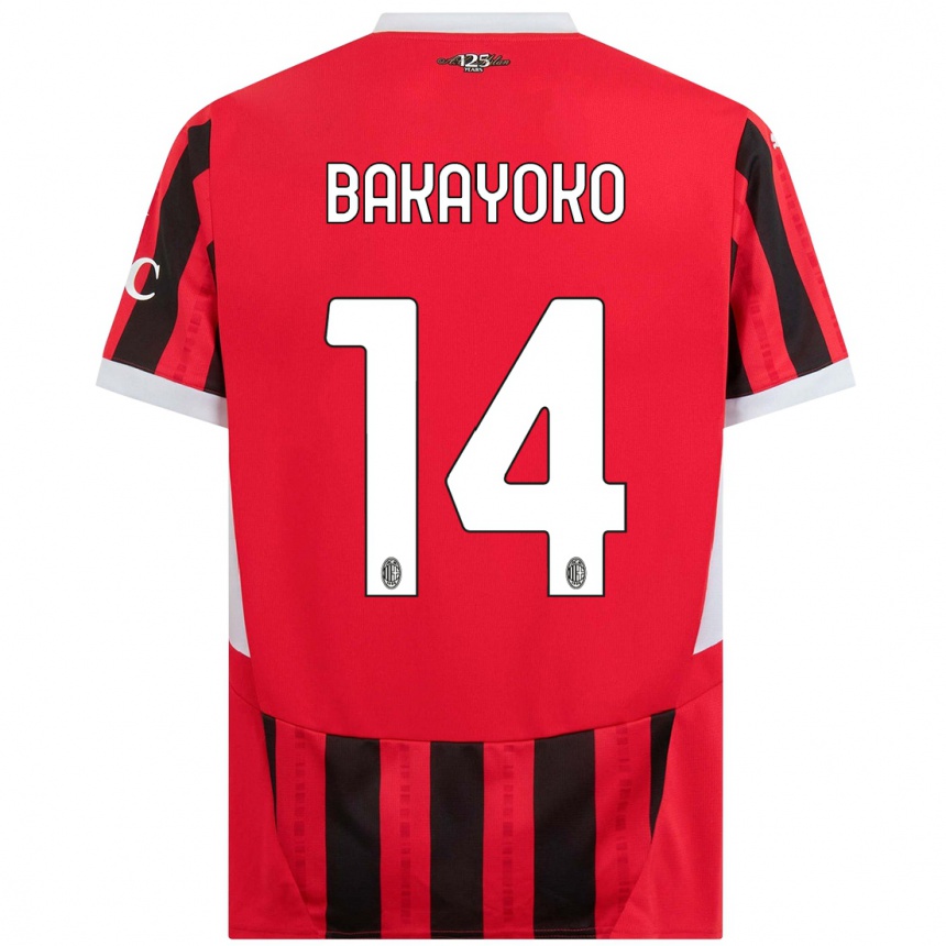 Gyermek Labdarúgás Tiemoue Bakayoko #14 Piros Fekete Hazai Jersey 2024/25 Mez Póló Ing