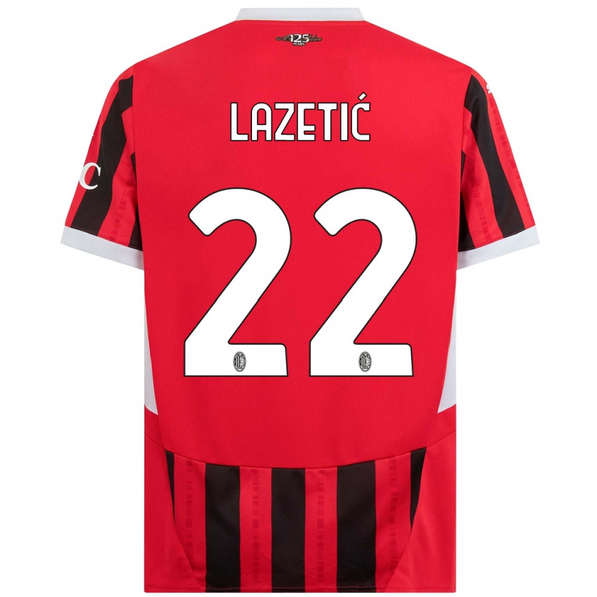 Gyermek Labdarúgás Marko Lazetic #22 Piros Fekete Hazai Jersey 2024/25 Mez Póló Ing