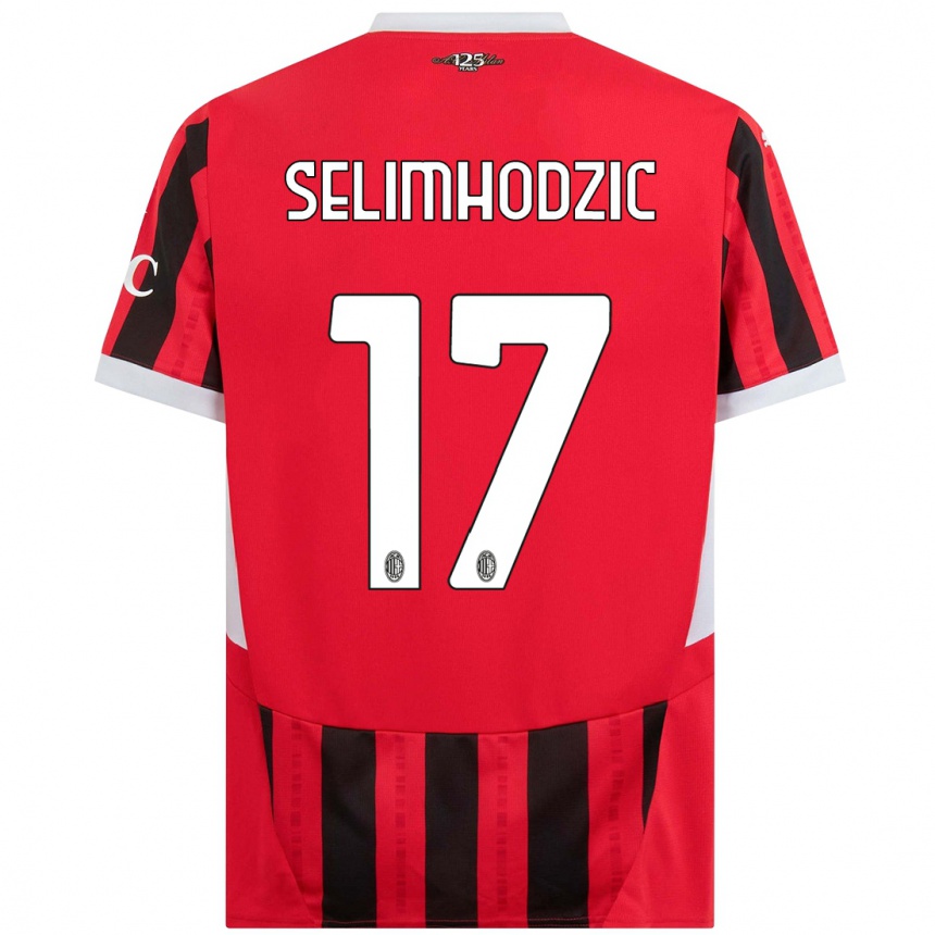 Gyermek Labdarúgás Noa Selimhodzic #17 Piros Fekete Hazai Jersey 2024/25 Mez Póló Ing