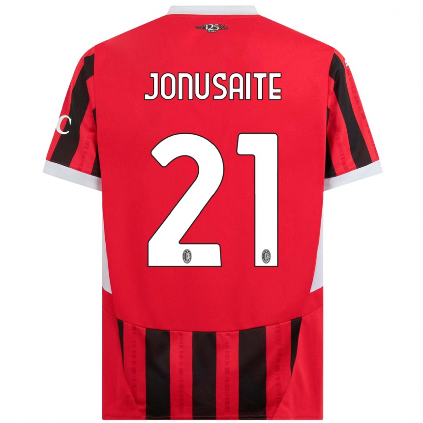 Gyermek Labdarúgás Rimante Jonusaite #21 Piros Fekete Hazai Jersey 2024/25 Mez Póló Ing