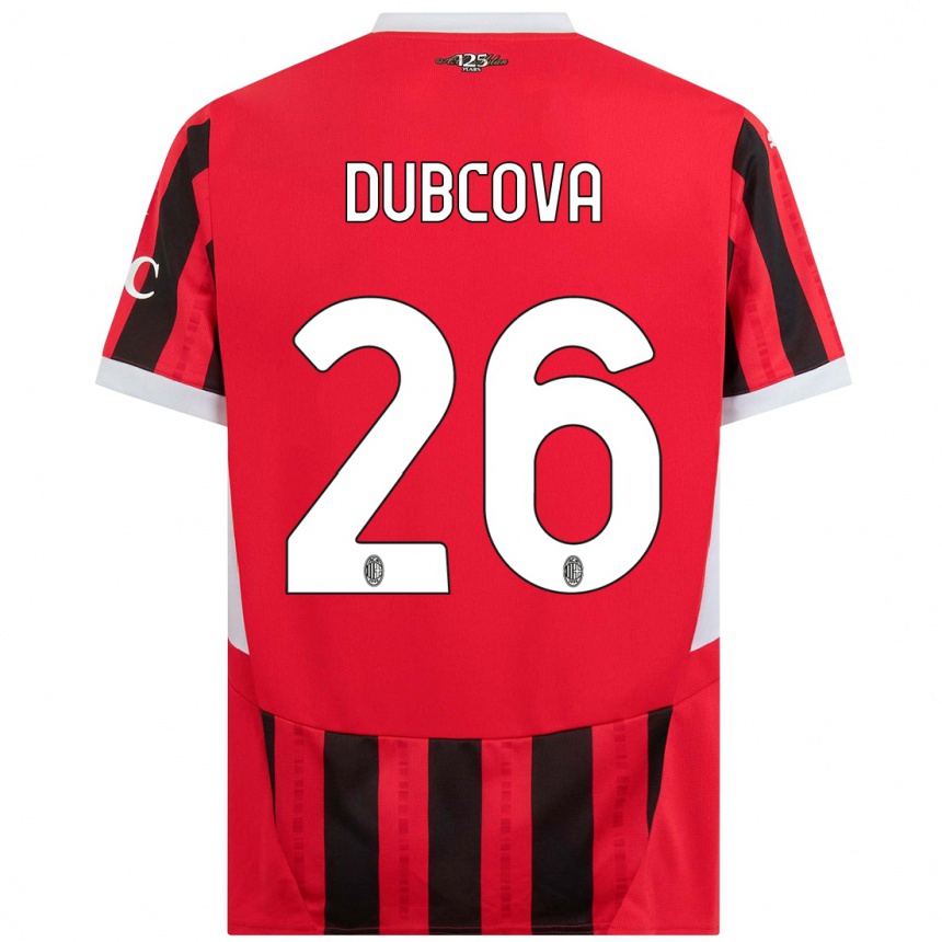 Gyermek Labdarúgás Michaela Dubcova #26 Piros Fekete Hazai Jersey 2024/25 Mez Póló Ing