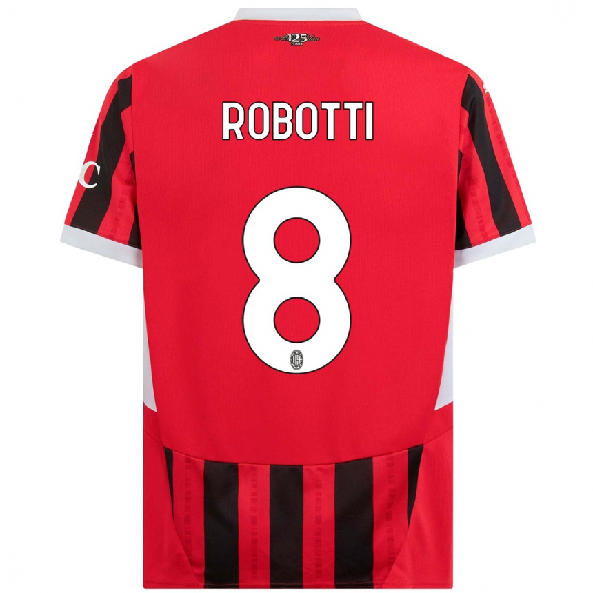 Gyermek Labdarúgás Giovanni Robotti #8 Piros Fekete Hazai Jersey 2024/25 Mez Póló Ing