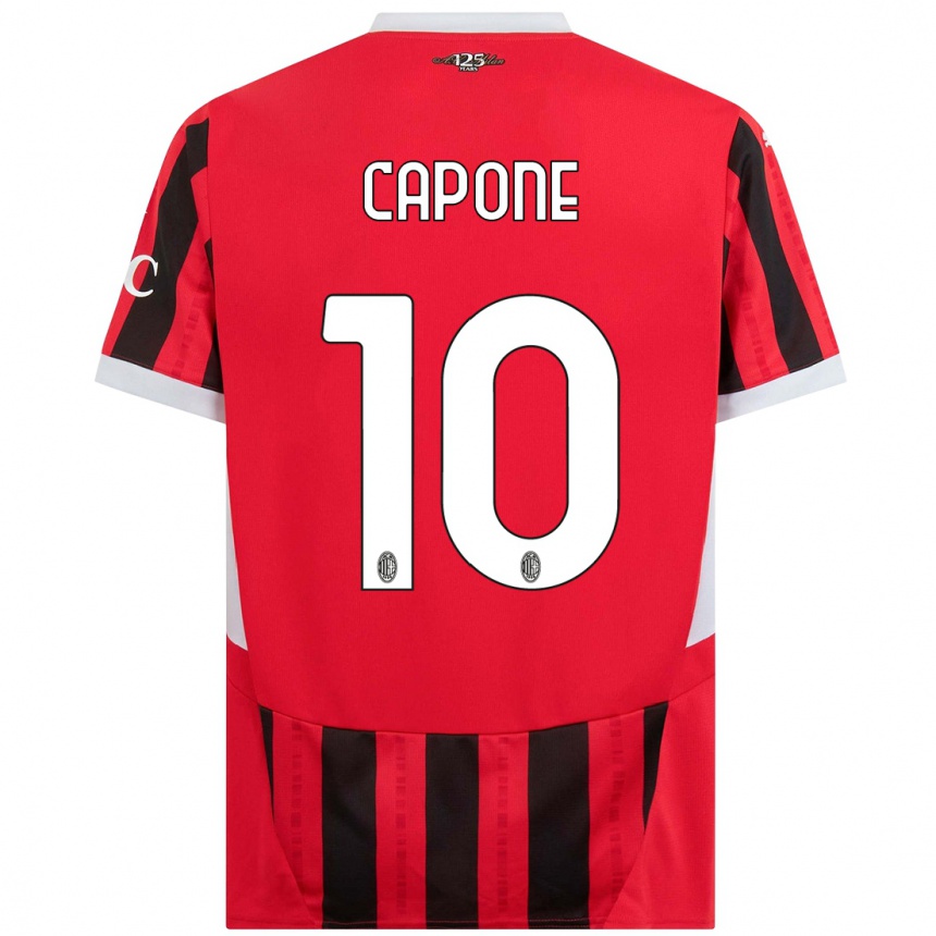 Gyermek Labdarúgás Andrea Capone #10 Piros Fekete Hazai Jersey 2024/25 Mez Póló Ing