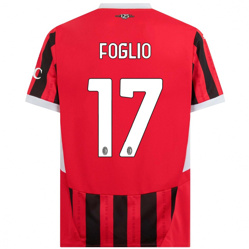 Gyermek Labdarúgás Christian Foglio #17 Piros Fekete Hazai Jersey 2024/25 Mez Póló Ing