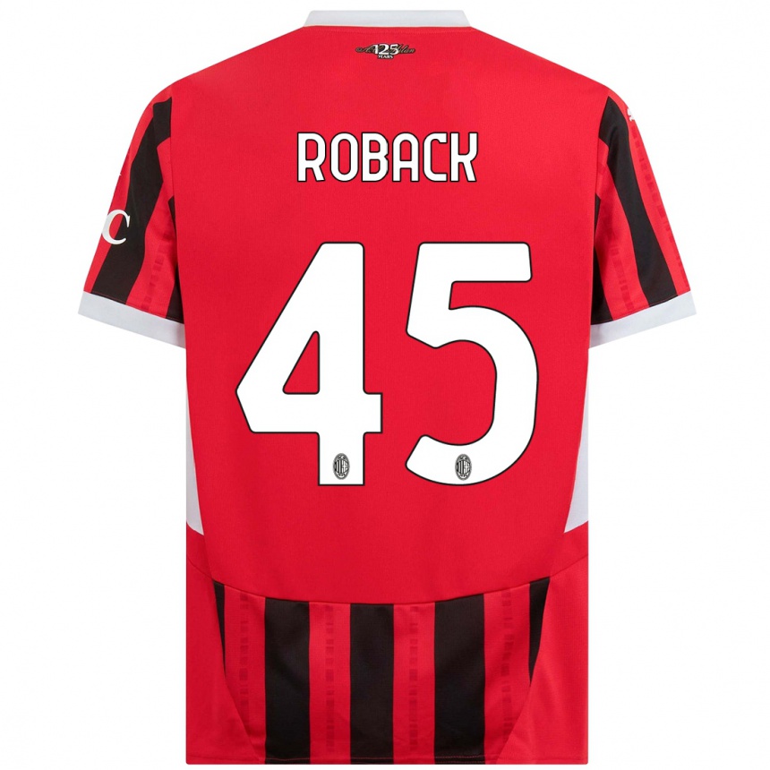 Gyermek Labdarúgás Emil Roback #45 Piros Fekete Hazai Jersey 2024/25 Mez Póló Ing