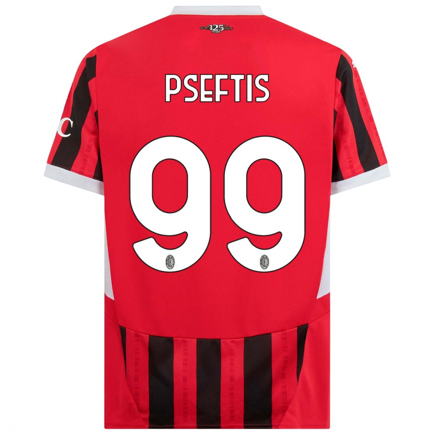 Gyermek Labdarúgás Fotios Pseftis #99 Piros Fekete Hazai Jersey 2024/25 Mez Póló Ing