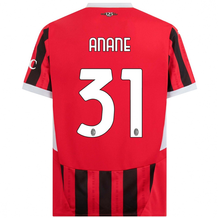 Gyermek Labdarúgás Emmanuel Anane #31 Piros Fekete Hazai Jersey 2024/25 Mez Póló Ing