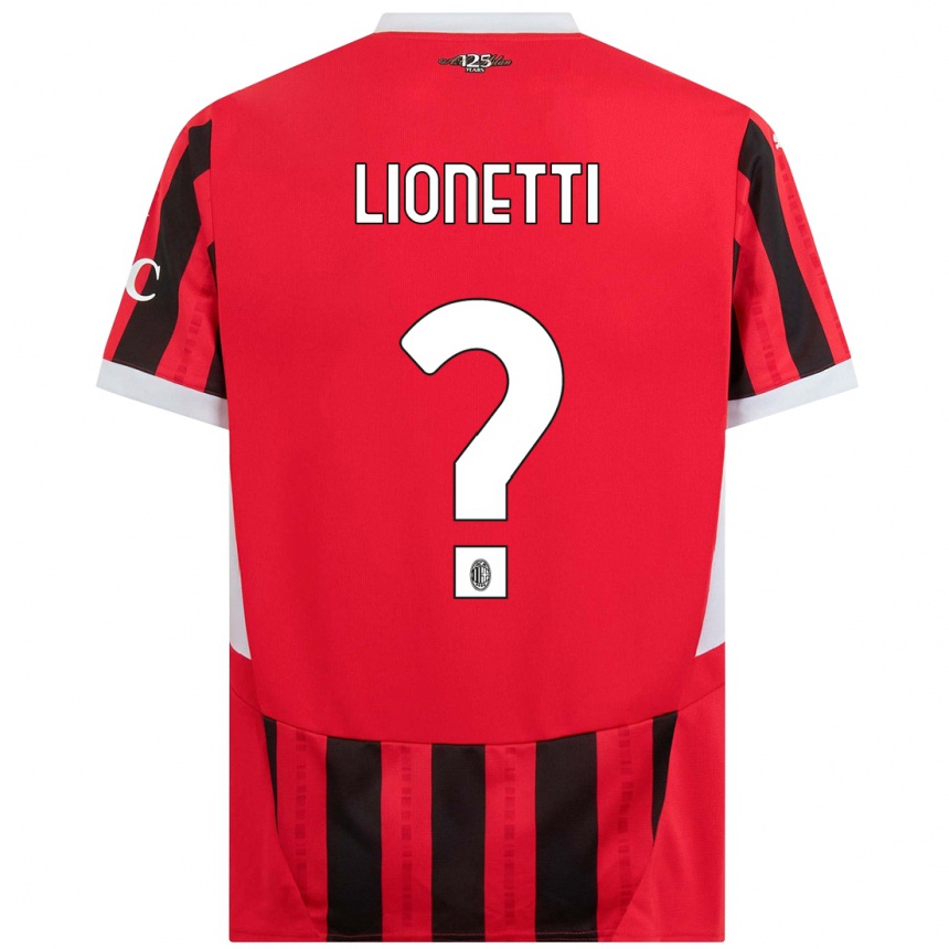 Gyermek Labdarúgás Francesco Lionetti #0 Piros Fekete Hazai Jersey 2024/25 Mez Póló Ing