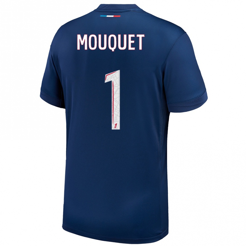 Gyermek Labdarúgás Louis Mouquet #1 Sötétkék Fehér Hazai Jersey 2024/25 Mez Póló Ing