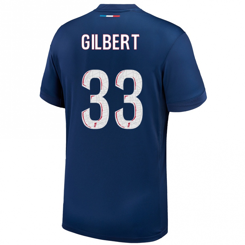 Gyermek Labdarúgás Tara Elimbi Gilbert #33 Sötétkék Fehér Hazai Jersey 2024/25 Mez Póló Ing