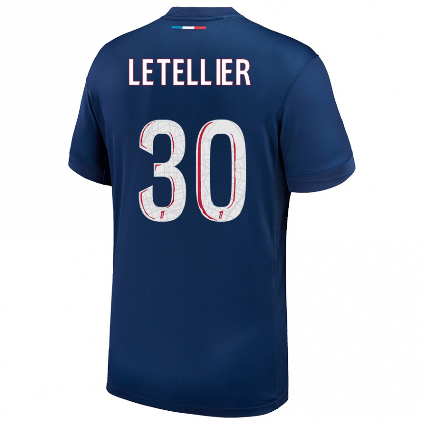 Gyermek Labdarúgás Alexandre Letellier #30 Sötétkék Fehér Hazai Jersey 2024/25 Mez Póló Ing