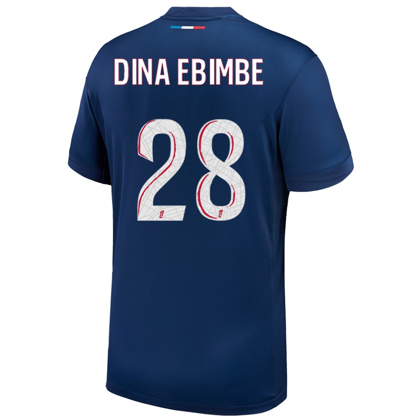 Gyermek Labdarúgás Eric Junior Dina Ebimbe #28 Sötétkék Fehér Hazai Jersey 2024/25 Mez Póló Ing