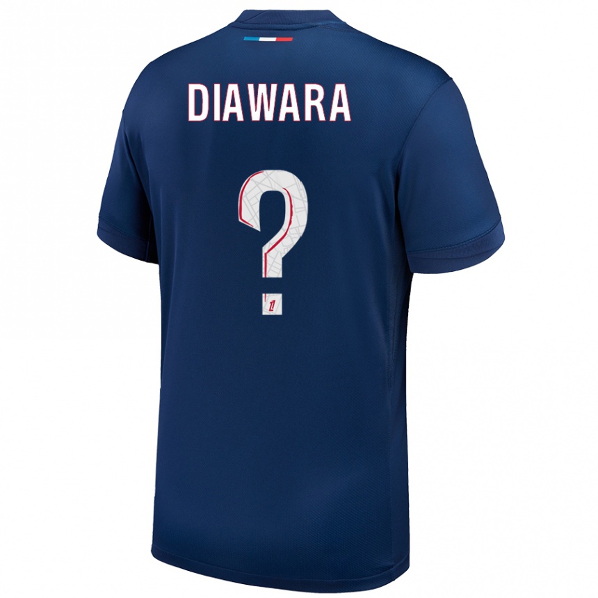 Gyermek Labdarúgás Lahna Diawara #0 Sötétkék Fehér Hazai Jersey 2024/25 Mez Póló Ing