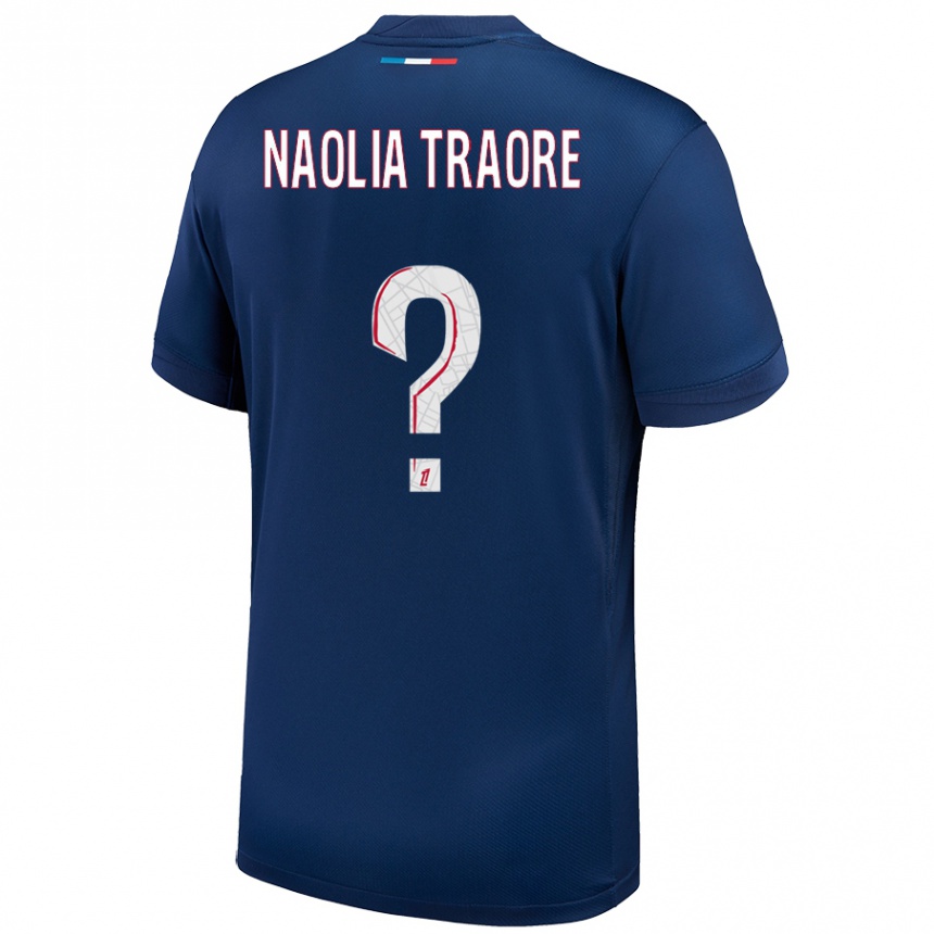 Gyermek Labdarúgás Naolia Traore #0 Sötétkék Fehér Hazai Jersey 2024/25 Mez Póló Ing