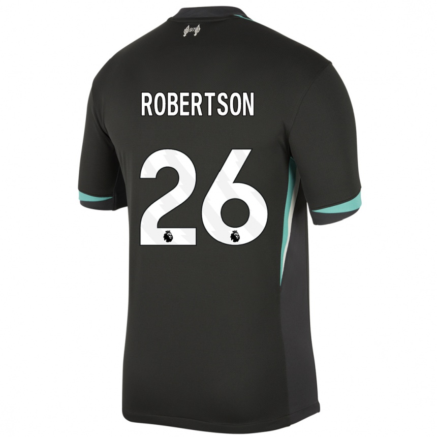 Gyermek Labdarúgás Andrew Robertson #26 Fekete Antracit Fehér Idegenbeli Jersey 2024/25 Mez Póló Ing