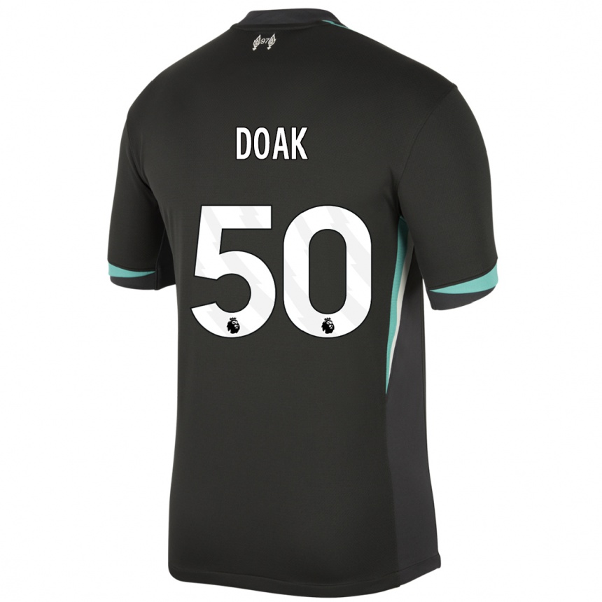 Gyermek Labdarúgás Ben Doak #50 Fekete Antracit Fehér Idegenbeli Jersey 2024/25 Mez Póló Ing