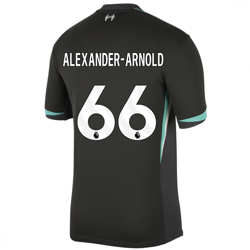 Gyermek Labdarúgás Trent Alexander-Arnold #66 Fekete Antracit Fehér Idegenbeli Jersey 2024/25 Mez Póló Ing