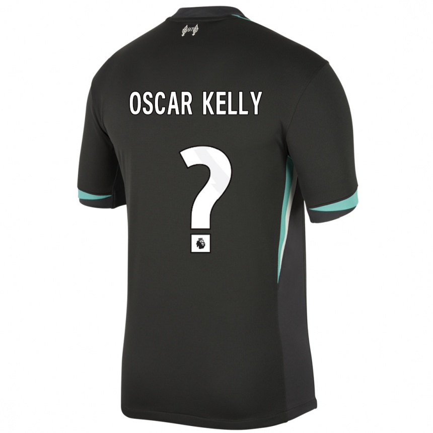 Gyermek Labdarúgás Oscar Kelly #0 Fekete Antracit Fehér Idegenbeli Jersey 2024/25 Mez Póló Ing