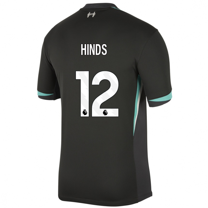 Gyermek Labdarúgás Taylor Hinds #12 Fekete Antracit Fehér Idegenbeli Jersey 2024/25 Mez Póló Ing