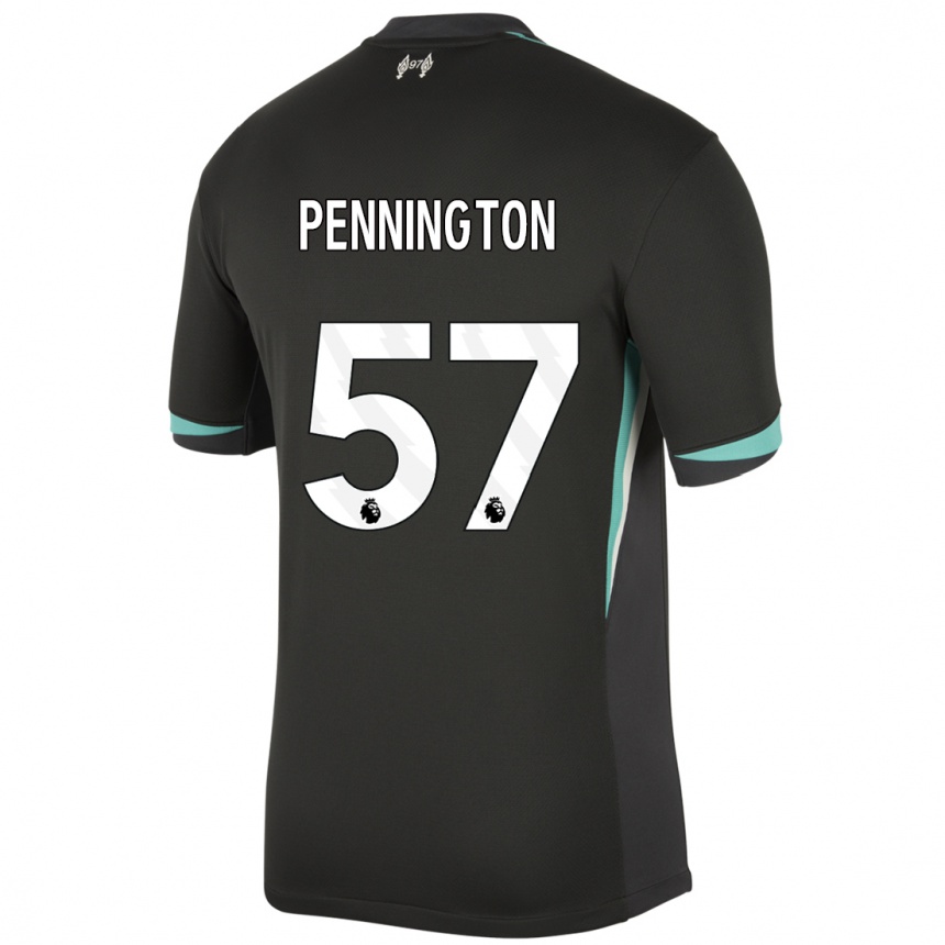 Gyermek Labdarúgás Cody Pennington #57 Fekete Antracit Fehér Idegenbeli Jersey 2024/25 Mez Póló Ing