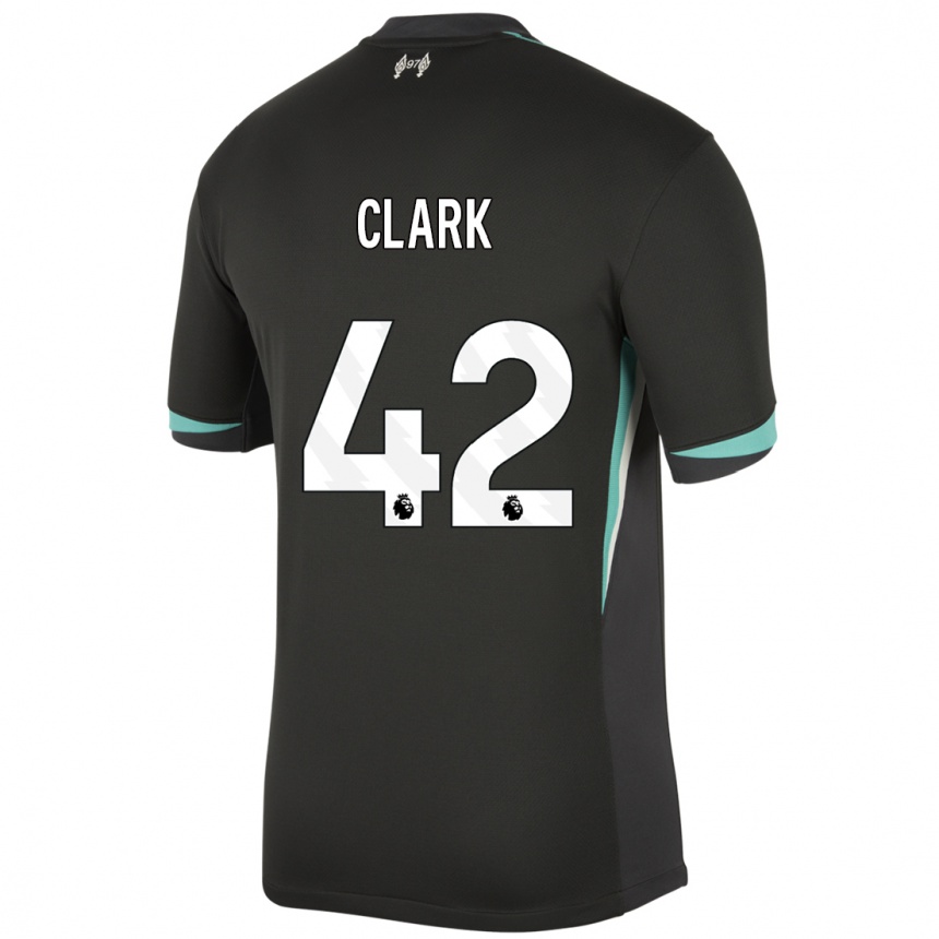 Gyermek Labdarúgás Bobby Clark #42 Fekete Antracit Fehér Idegenbeli Jersey 2024/25 Mez Póló Ing