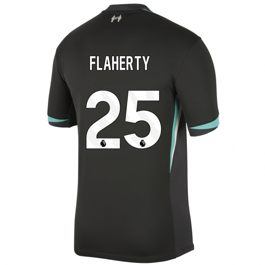 Gyermek Labdarúgás Gilly Flaherty #25 Fekete Antracit Fehér Idegenbeli Jersey 2024/25 Mez Póló Ing