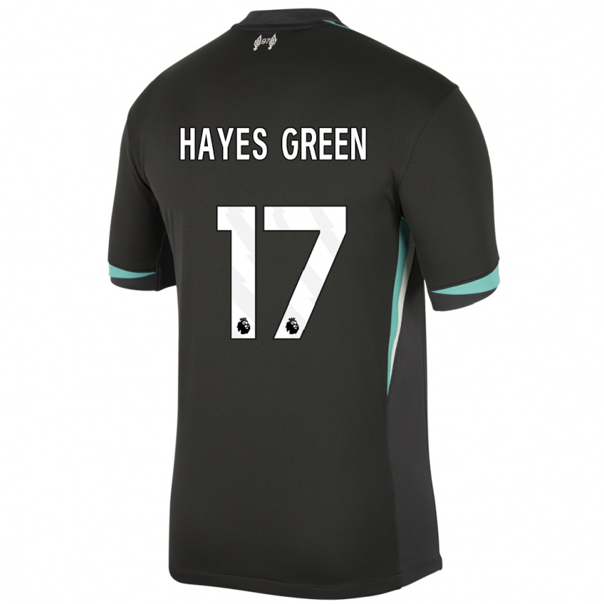 Gyermek Labdarúgás Charlie Hayes-Green #17 Fekete Antracit Fehér Idegenbeli Jersey 2024/25 Mez Póló Ing