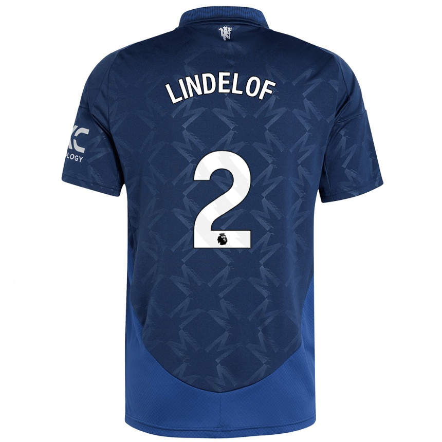 Gyermek Labdarúgás Victor Lindelof #2 Indigó Idegenbeli Jersey 2024/25 Mez Póló Ing