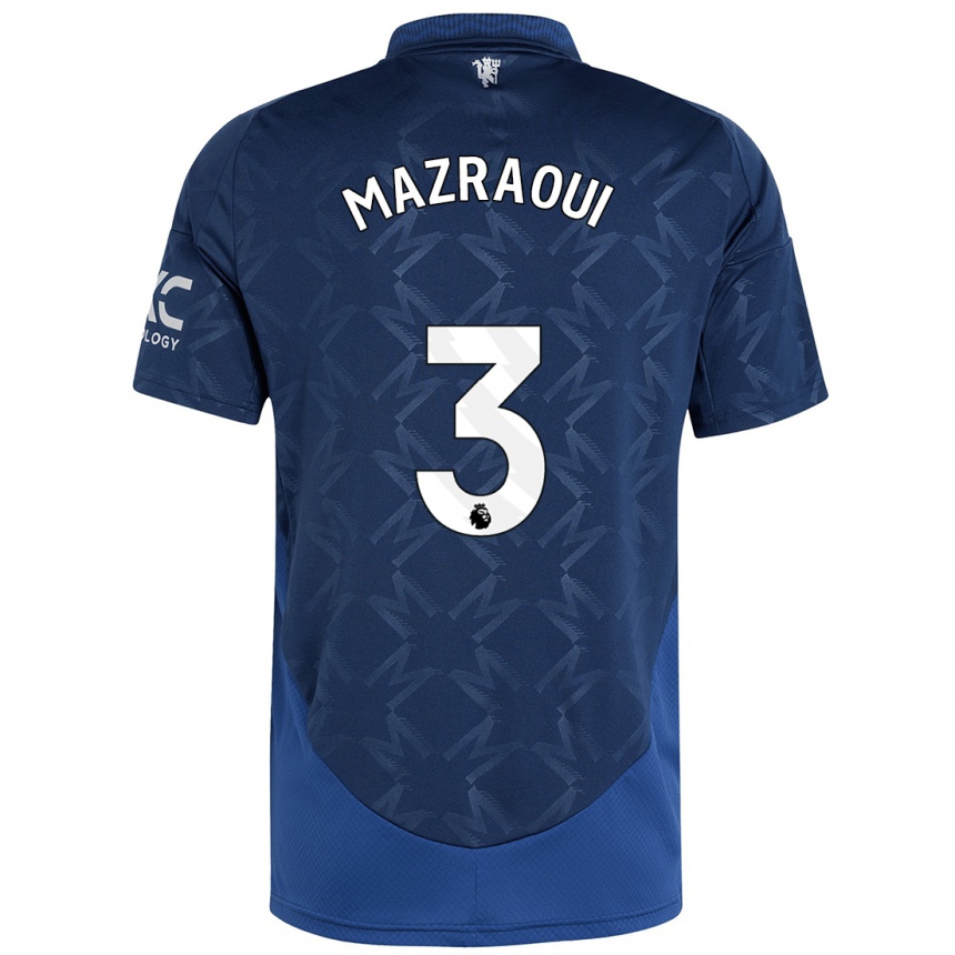 Gyermek Labdarúgás Noussair Mazraoui #3 Indigó Idegenbeli Jersey 2024/25 Mez Póló Ing