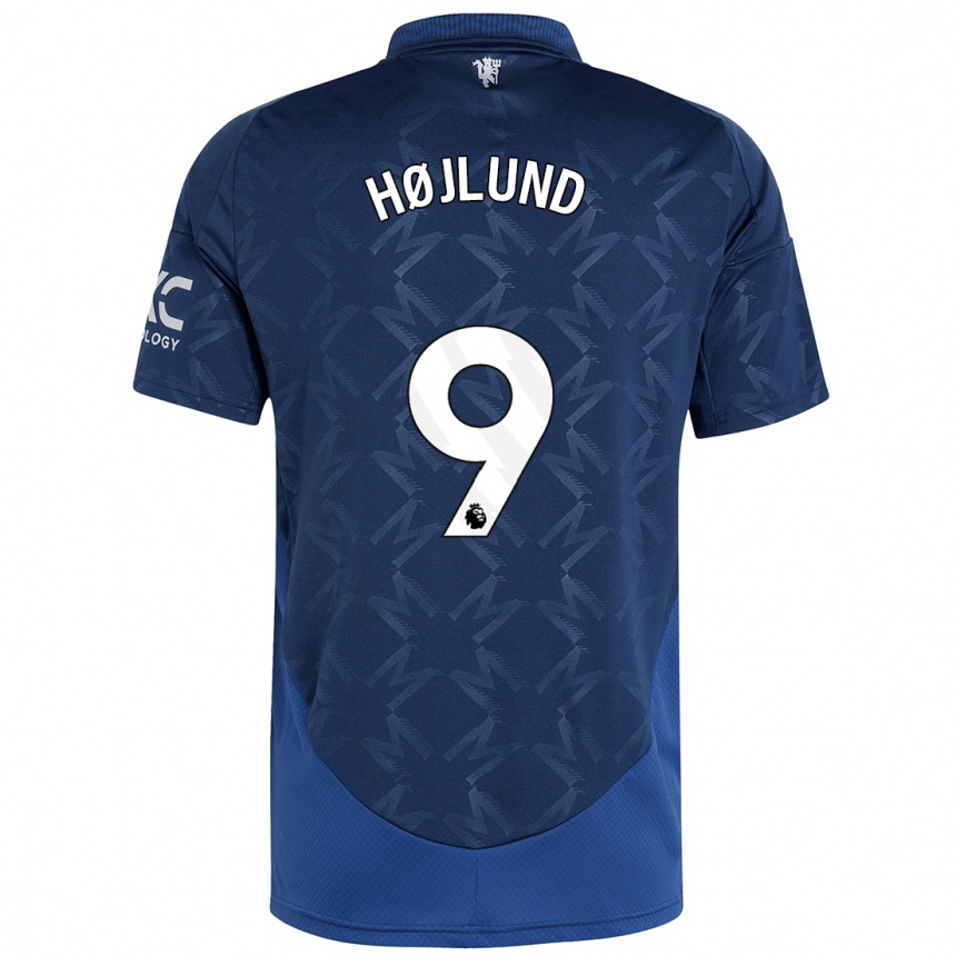 Gyermek Labdarúgás Rasmus Højlund #9 Indigó Idegenbeli Jersey 2024/25 Mez Póló Ing