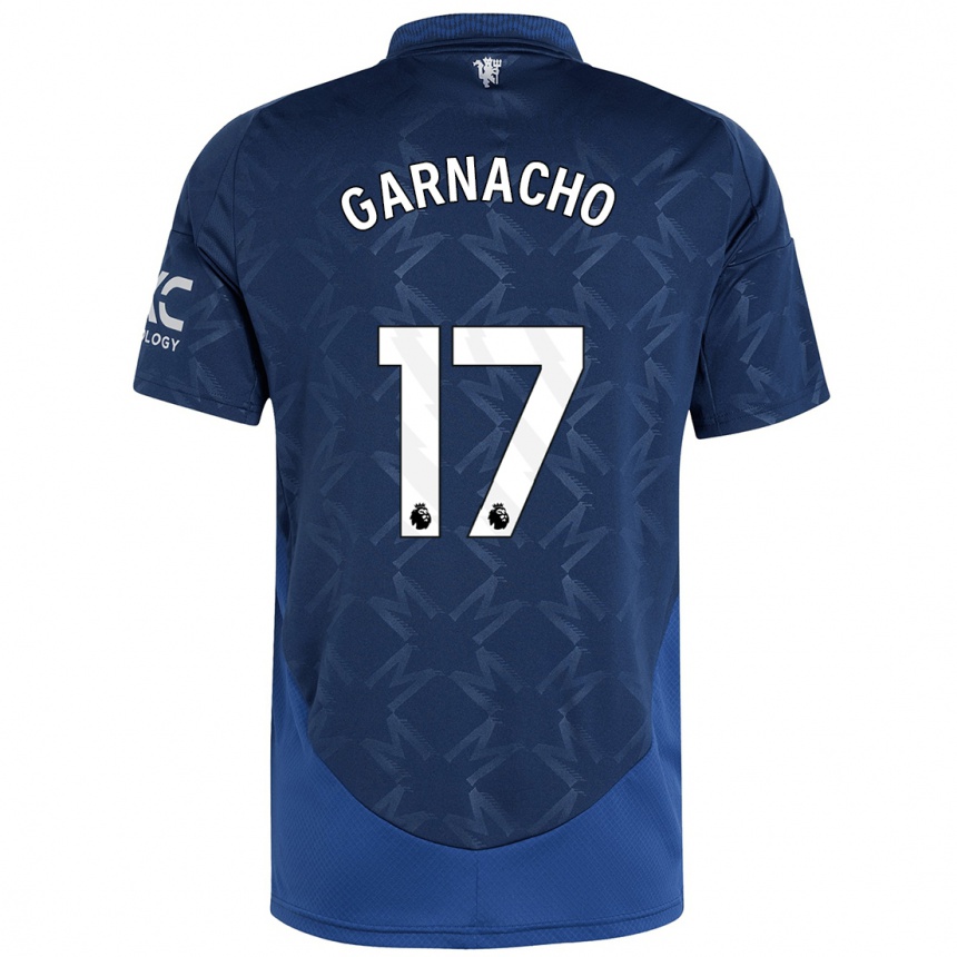 Gyermek Labdarúgás Alejandro Garnacho #17 Indigó Idegenbeli Jersey 2024/25 Mez Póló Ing