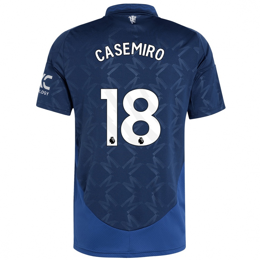 Gyermek Labdarúgás Casemiro #18 Indigó Idegenbeli Jersey 2024/25 Mez Póló Ing