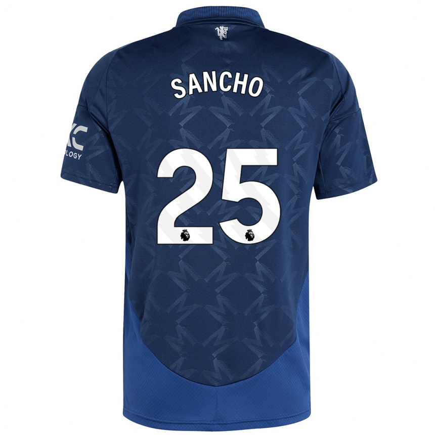 Gyermek Labdarúgás Jadon Sancho #25 Indigó Idegenbeli Jersey 2024/25 Mez Póló Ing