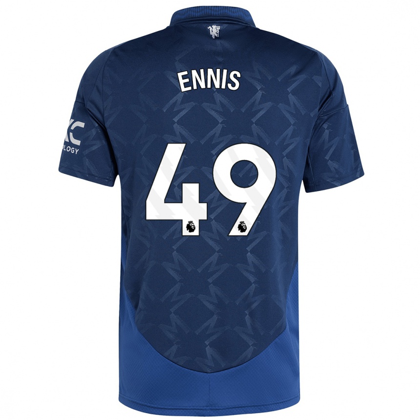 Gyermek Labdarúgás Ethan Ennis #49 Indigó Idegenbeli Jersey 2024/25 Mez Póló Ing