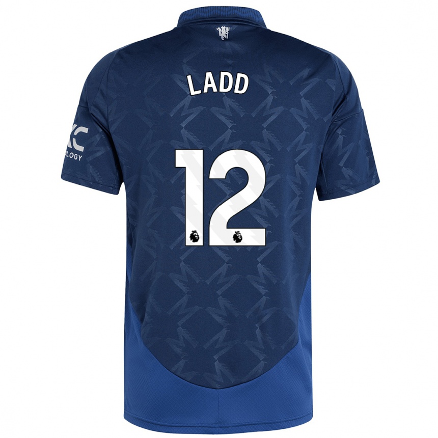 Gyermek Labdarúgás Hayley Ladd #12 Indigó Idegenbeli Jersey 2024/25 Mez Póló Ing