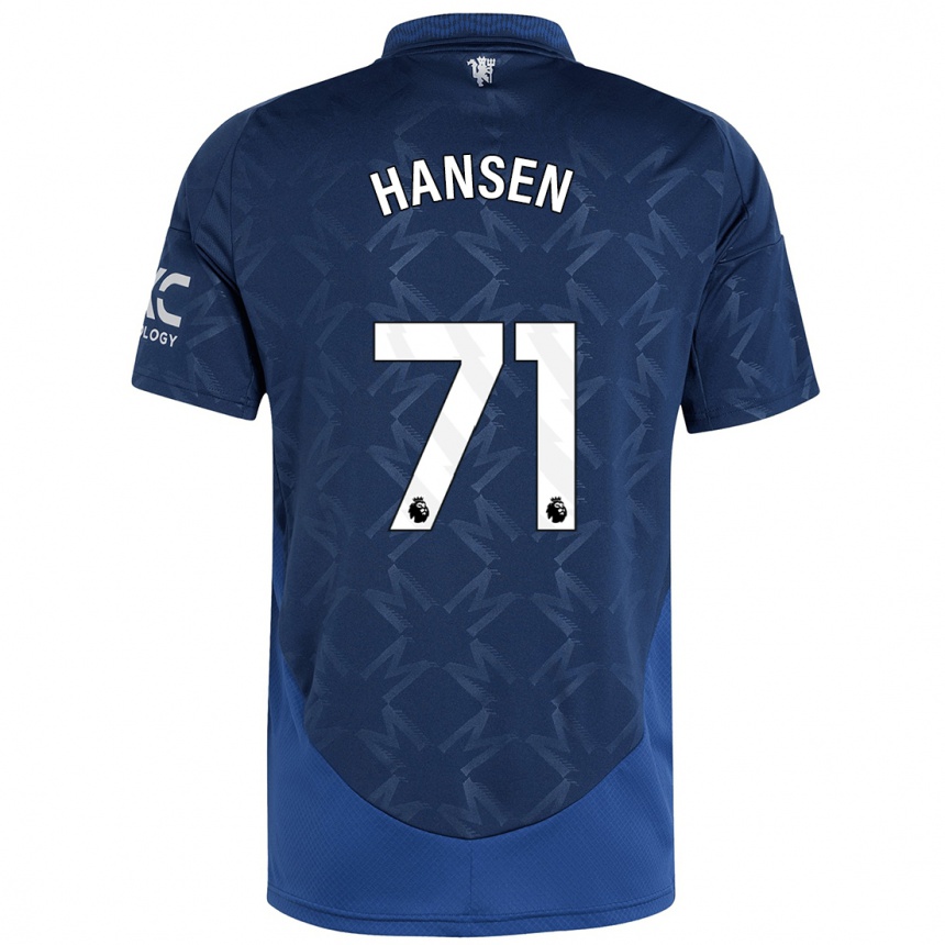 Gyermek Labdarúgás Isak Hansen-Aaroen #71 Indigó Idegenbeli Jersey 2024/25 Mez Póló Ing