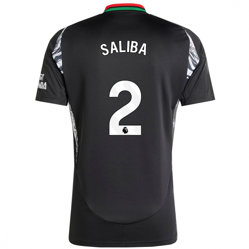 Gyermek Labdarúgás William Saliba #2 Fekete Idegenbeli Jersey 2024/25 Mez Póló Ing