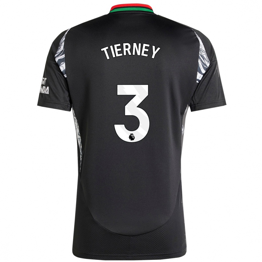 Gyermek Labdarúgás Kieran Tierney #3 Fekete Idegenbeli Jersey 2024/25 Mez Póló Ing