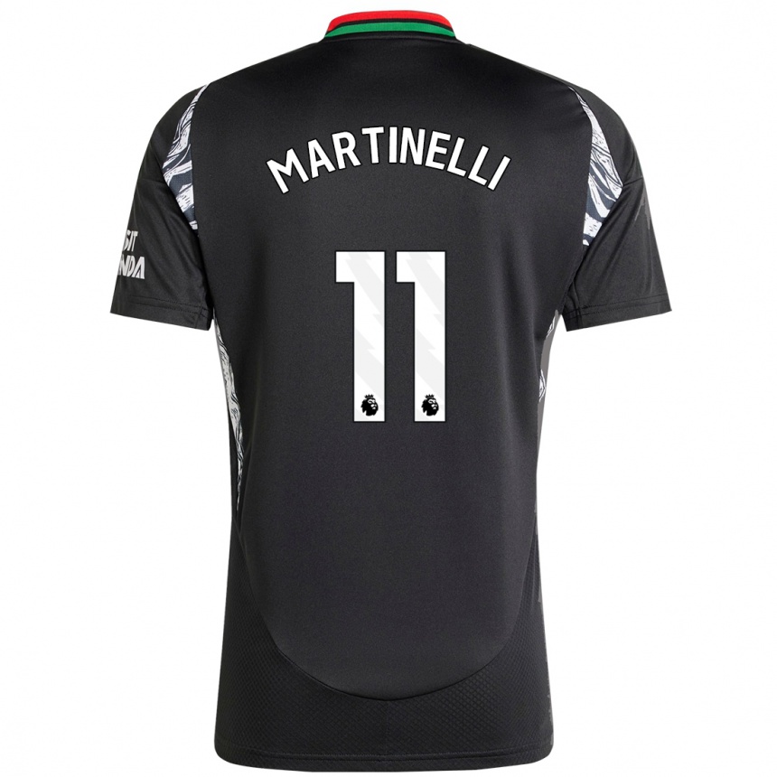 Gyermek Labdarúgás Gabriel Martinelli #11 Fekete Idegenbeli Jersey 2024/25 Mez Póló Ing