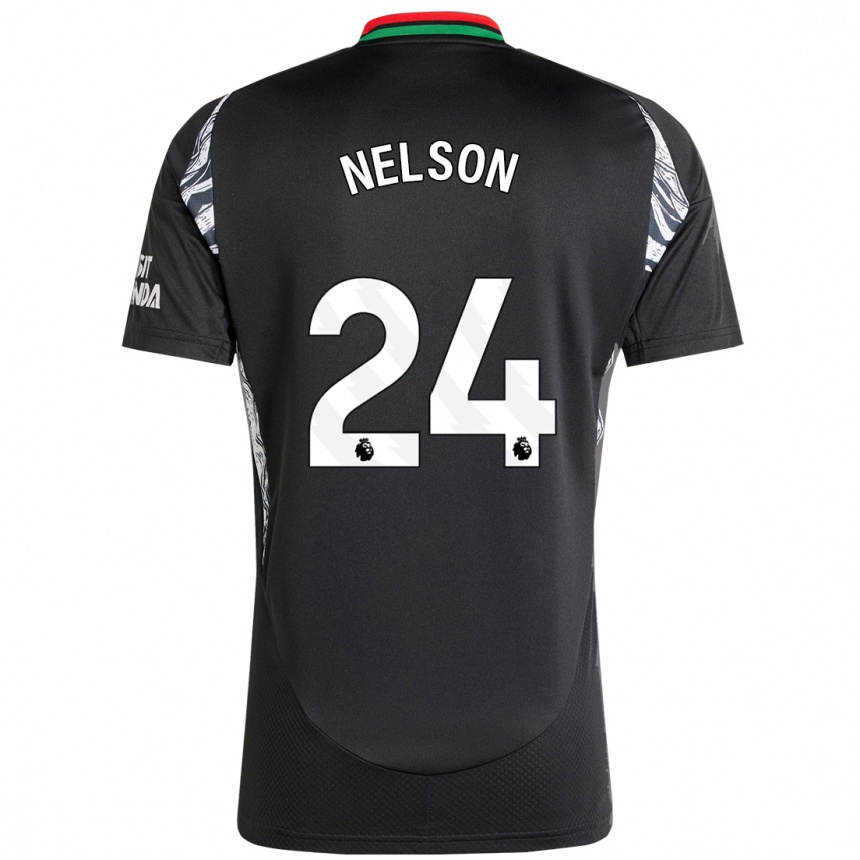 Gyermek Labdarúgás Reiss Nelson #24 Fekete Idegenbeli Jersey 2024/25 Mez Póló Ing