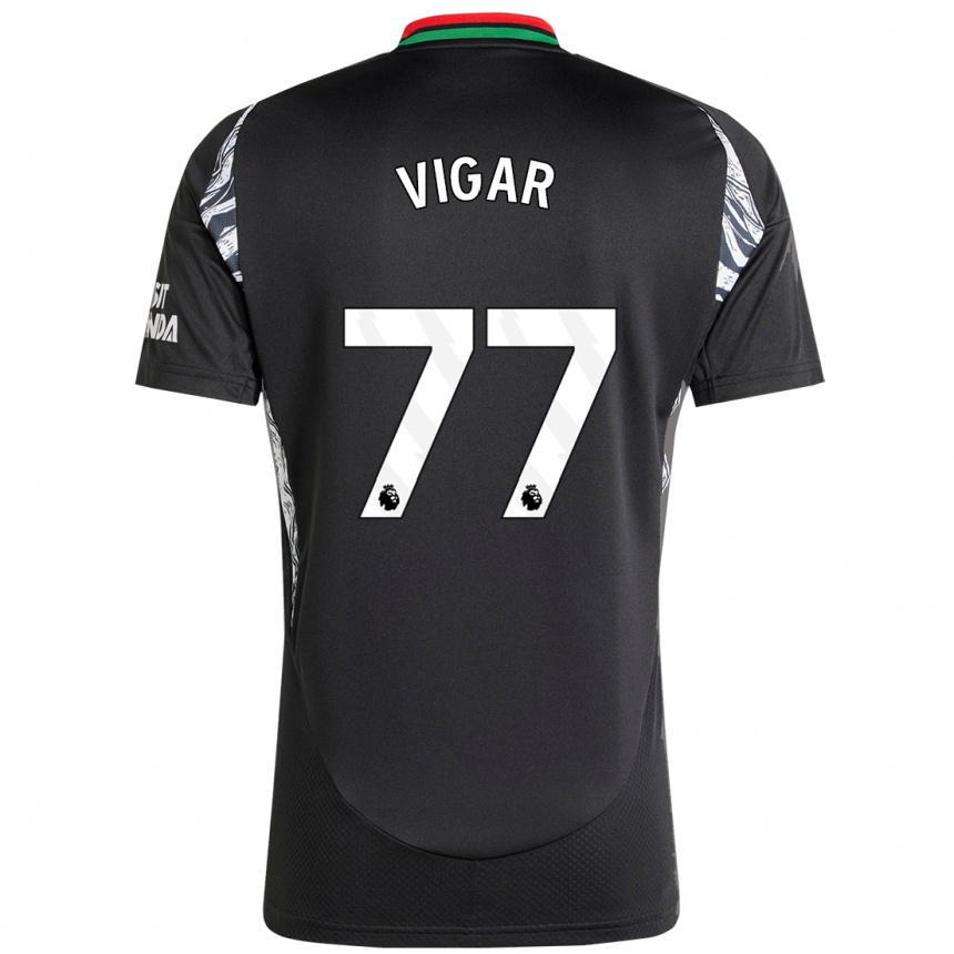 Gyermek Labdarúgás Billy Vigar #77 Fekete Idegenbeli Jersey 2024/25 Mez Póló Ing