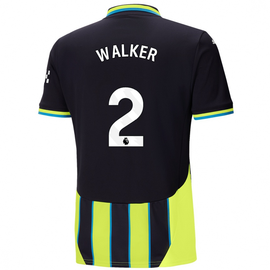 Gyermek Labdarúgás Kyle Walker #2 Kék Sárga Idegenbeli Jersey 2024/25 Mez Póló Ing